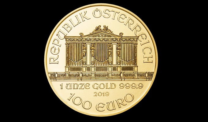 Златна монета австрийска филхармония 1 унция