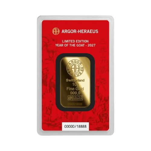 10 грама златно кюлче argor heraeus лунар козел 2027