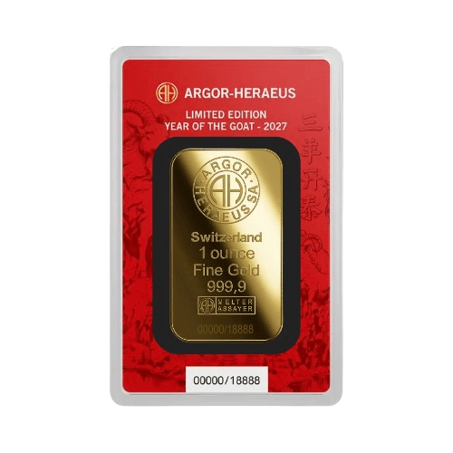 1 унция златно кюлче argor heraeus лунар козел 2027