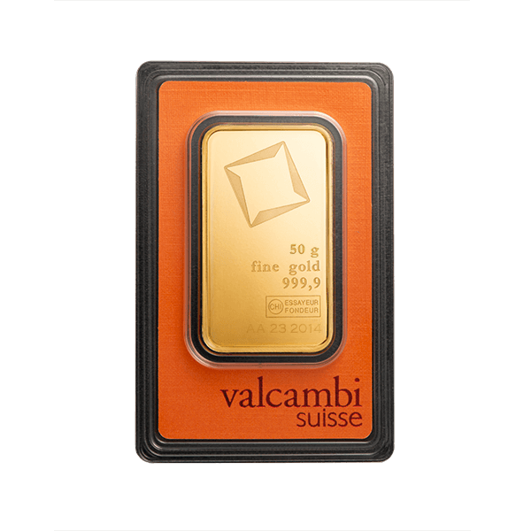 Швейцарско кюлче злато 50 гр. Valcambi