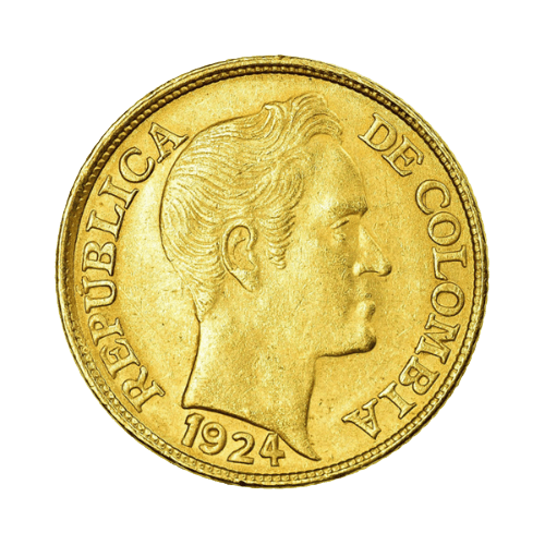 Златна Монета 5 Песо Симон Боливар Колумбия 1919-1924 7.99 гр.