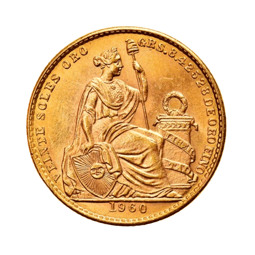 Златна Монета 20 Перуански Солеса 1950-1969 9.36 гр.