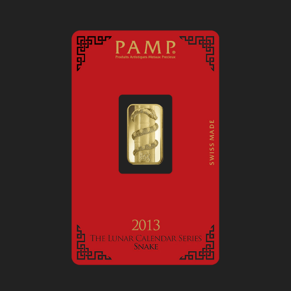 5 грама златно кюлче Лунар 2013 Змия Pamp