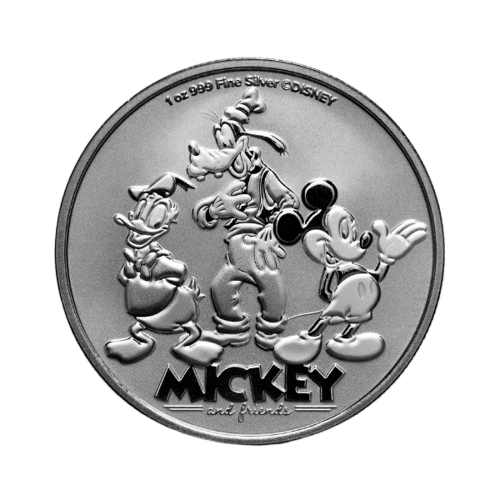 1 oz сребърна монета pamp и disney мики и приятели 2025 лице