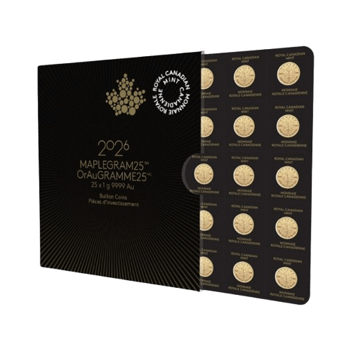 25 златни монети по 1 грам кленов лист maplegram 2026