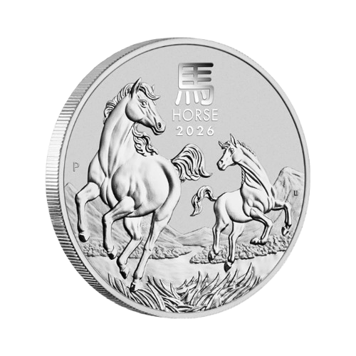 сребърна монета за подарък година на коня 2 oz лунар кон 2026