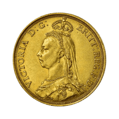 рядка златна монета двоен британски суверен Виктория с корона тираж само 1887 година