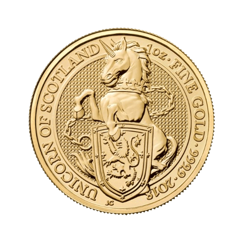 златна монета кралски зверове 1 oz шотландски еднорог 2018