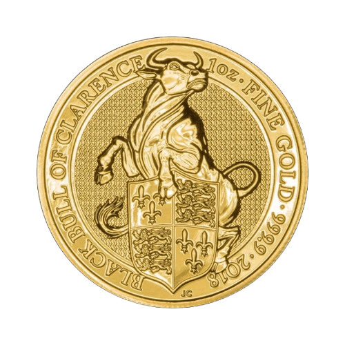 1 унция златна монета черният бик от кларънс 2018 серия кралски зверове