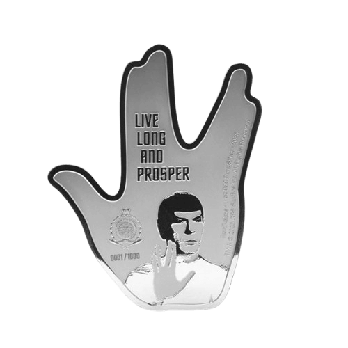 1 oz сребърна монета star trek 2025 vulcan salute гръб