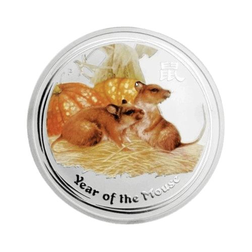 1 унция сребърна монета цветен лунар 2008 плъх