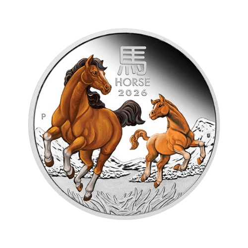 комплект Сребърни Монети Австралийски цветен Лунар Кон 2026 3x1 унция