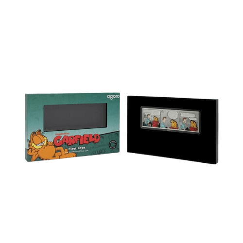 сребърна монета 1 унция гарфилд в кутия за подарък на фенове