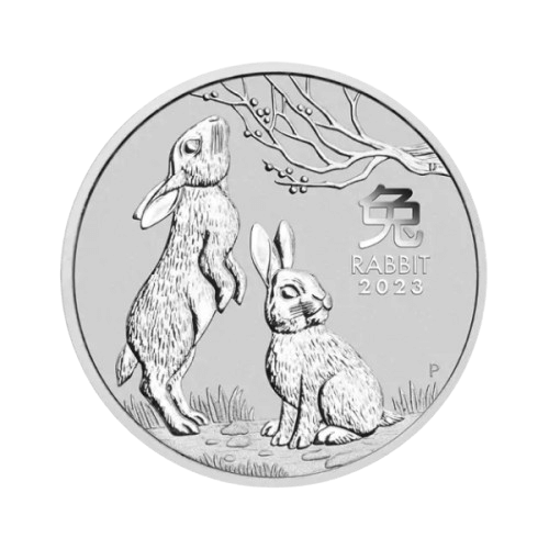 5 унции сребърна монета лунар заек 2023