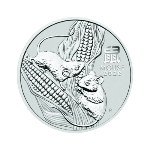 62.2 грама сребърна монета 2 oz лунар плъх 2020