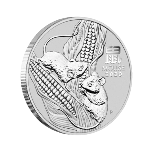 62.2 грама сребърна монета 2 oz лунар плъх 2020