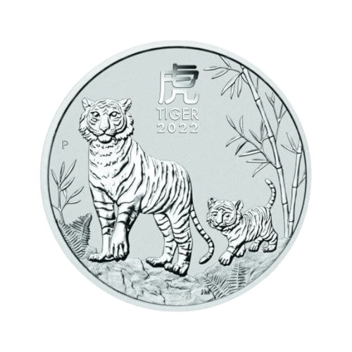 сребърна монета 2 oz лунар 2022 тигър