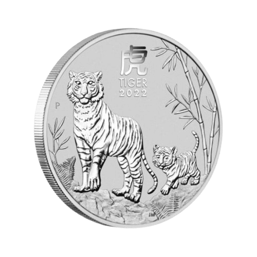 62.2 грама лунар тигър 2 oz сребърна монета 2022