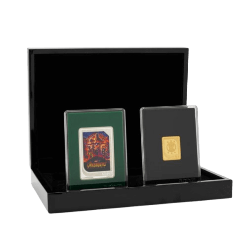 златна монета 1/4 унция оникс марвел в тайнствена кутия infinity saga