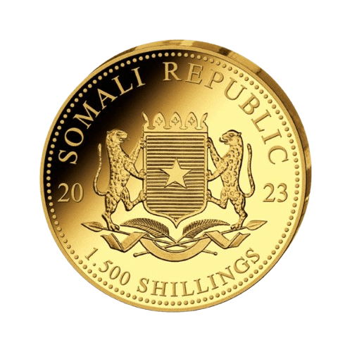 златна монета 5 унции сомалийски леопард 2023 година