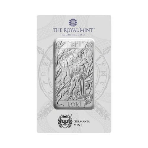 сребърно кюлче 10 унции 311 грама royal mint локи