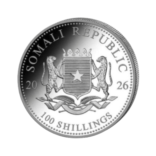 сребърна монета 1 унция 31.1 грама цветен сомалийски слон 2026