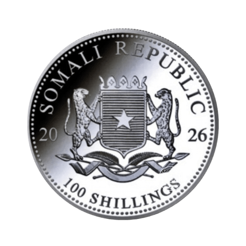 сребърна монета 1 унция позлатен сомалийски слон 2026