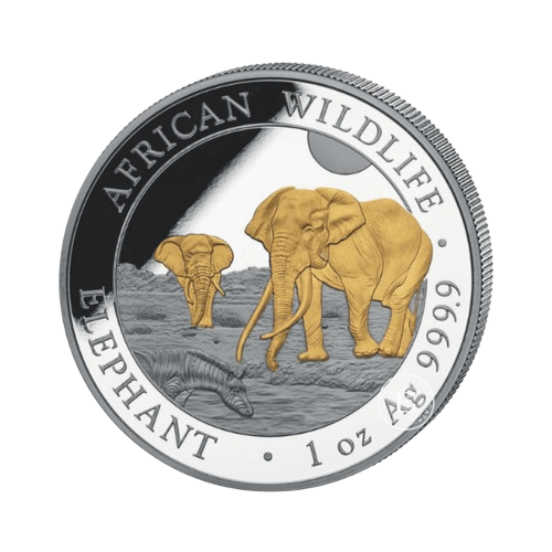 1 унция сребърен сомалийски слон позлатен 2026