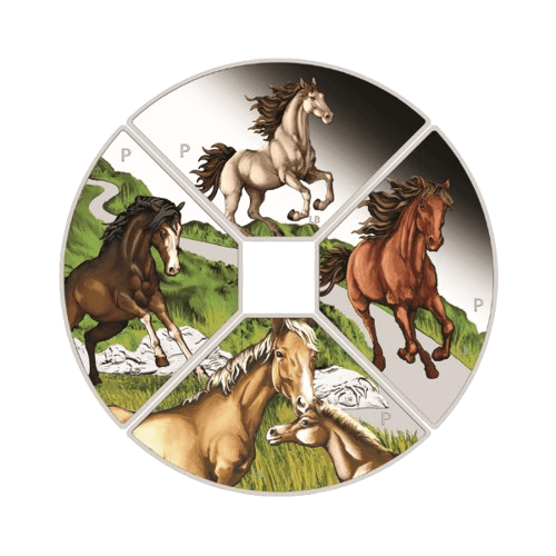 4 унции сребърен цветен лунар кон 2026 квадрант гръб