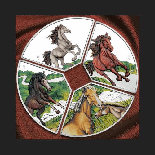 4 унции сребърна монета цветен лунар кон 2026 квадрант