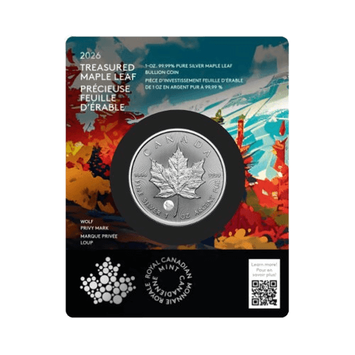 1 унция сребърен кленов лист 2026 гриф вълк гръб чарлз iii