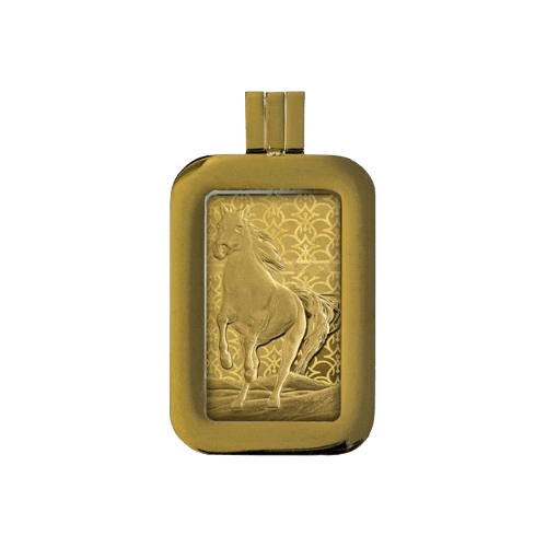 златно кюлче арабски кон в обков медальон 5 грама pamp
