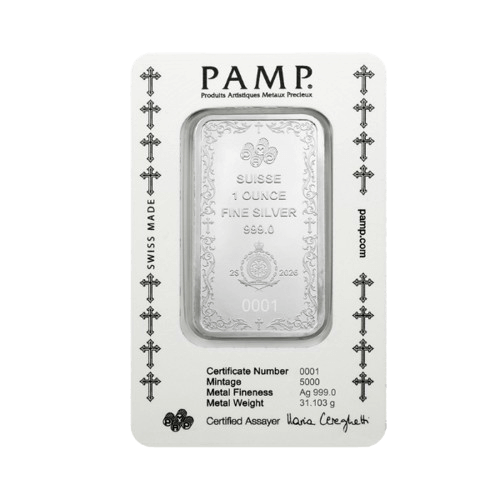 1 унция pamp сребърно кюлче християнски кръст 2025