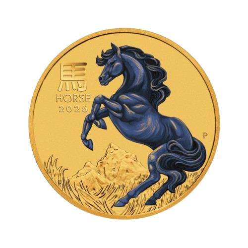 1/10 унция златна монета цветен лунар кон 2026 perth mint