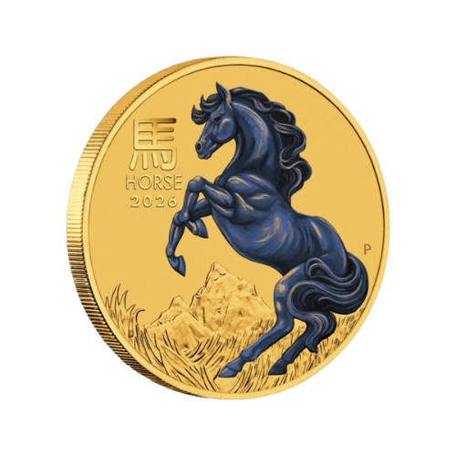 1-10 oz златна монета perth mint цветен лунар кон 2026