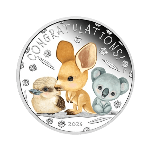 сребърна монета 15.55 грама австралийски животни 2026 подарък за новородено