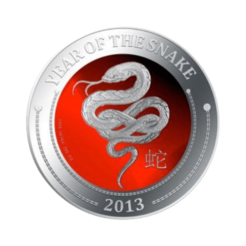 1/2 унция цветен лунар змия 2013 сребърна монета proof nzm