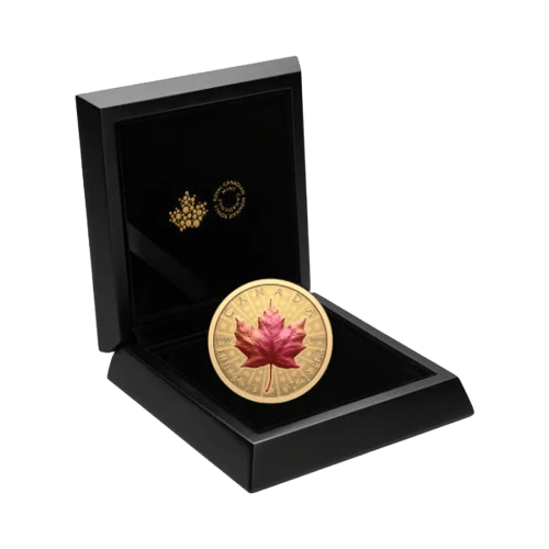 златна монета в кутия 1 унция кленов лист 2026 ultra high relief reverse proof