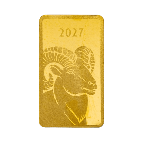 1 грам лунар козел 2027 златно кюлче pamp лице