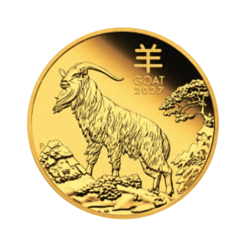 1/10 унция лунар козел 2027 proof златна монета