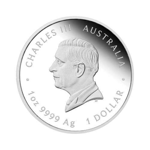 1 унция сребърна монета лунар козел 2027 perth mint гръб чарлз трети