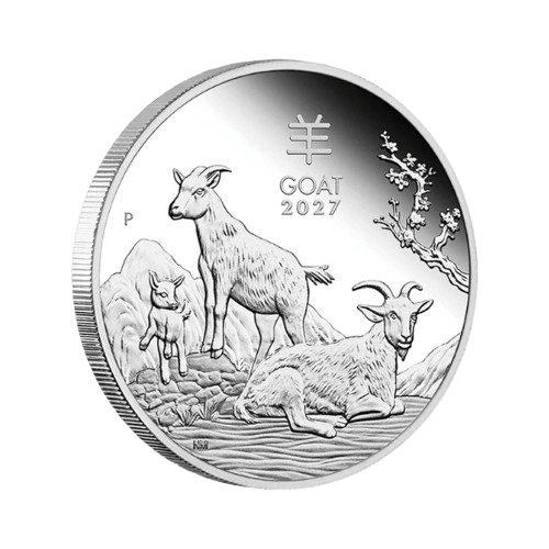 сребърна монета perth mint 1/2 унция австралийски лунар козел 2027