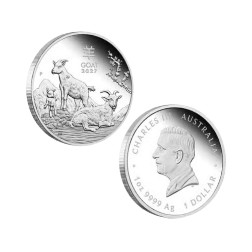 1 oz лунар козел 2027 proof сет 3 сребърни монети