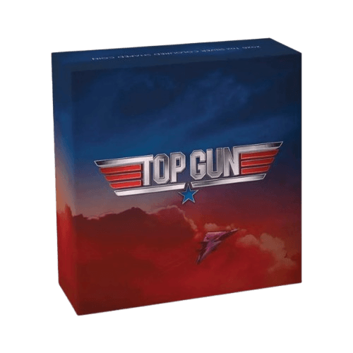 31.1 грама сребърна монета лого top gun 40-годишнина 2026 опаковка