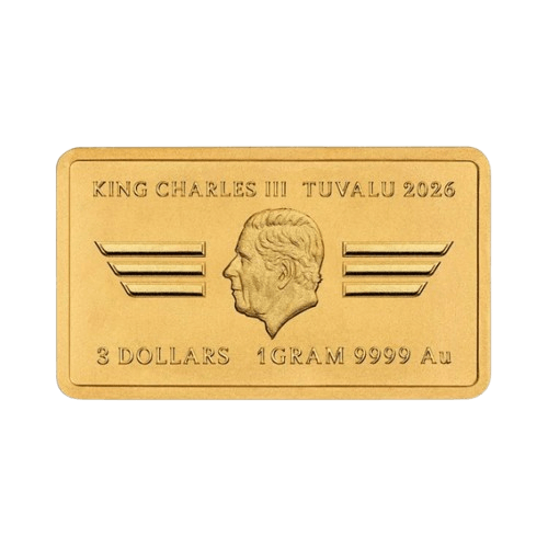 1 грам златно кюлче perth mint top gun 40-годишнина гръб чарлз трети