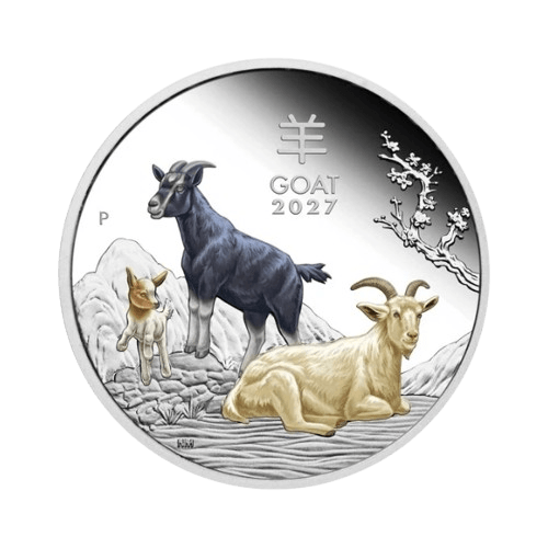 1 унция лунар 2027 козел perth mint сребърна монета proof