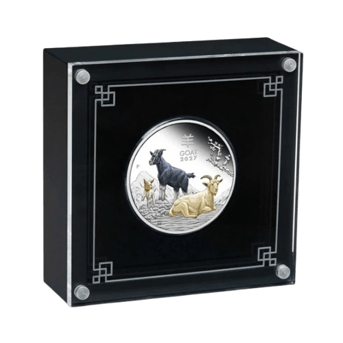 1 унция лунар козел 2027 сребърна монета proof perth mint кутия
