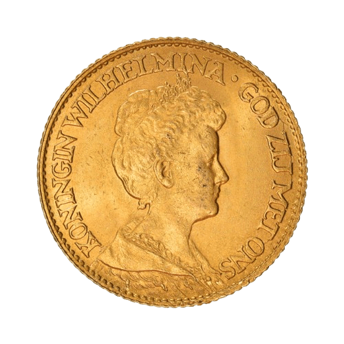 Златна Монета 10 Холандски Гулдена Вилхелмина с тиара 1911-1917