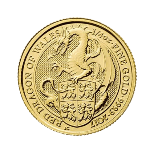7.78 гр. Златна Монета Кралски Зверове Червеният Дракон от Уелс 2017