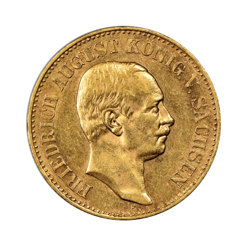 Златна Монета 20 Марки Фридрих Август III Саксония 1905-1914 7.96 гр.